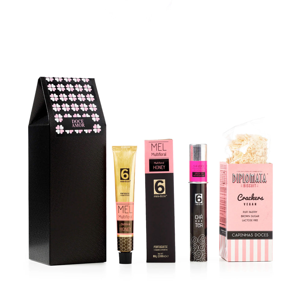 Box Experiência SWEET LOVE - Mel + Chá + Cracker São Valentim | Box Doce Amor: Mel + Chá Aromático + Crackers