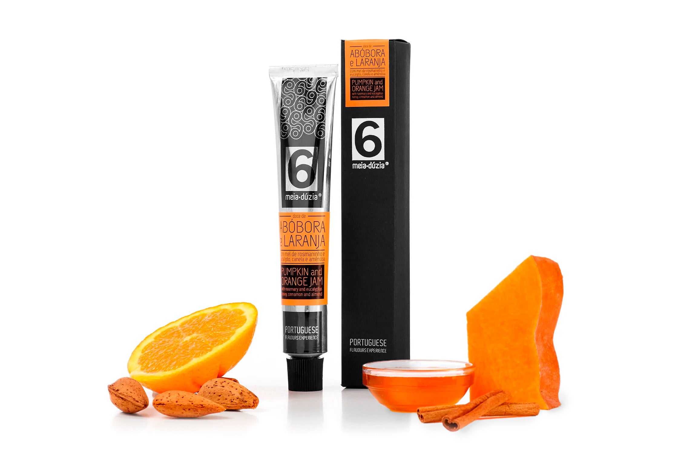 Compota de abóbora e laranja com mel, canela e amêndoa meia.dúzia