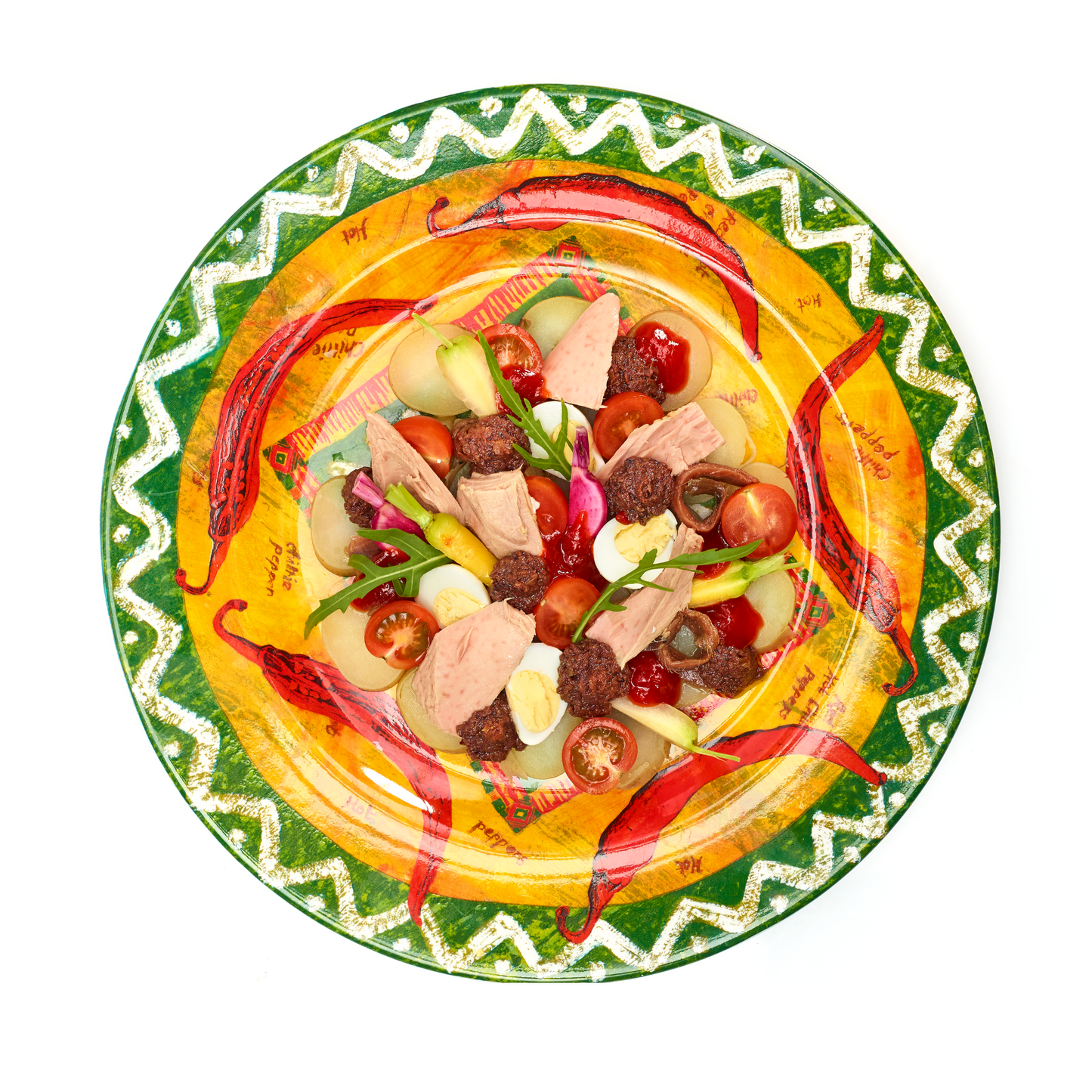 Salada de Atum Estilo Niçoise com Pasta de Azeitona e Chutney de Pimento Vermelho - Chef Álvaro -Costa. Azeite parte do PACK 3 Azeites Verdes - Azulejos Portugueses - Lembrança de Portugal, inclui: azeite extra virgem suave verde, azeite extra virgem médio verde e azeite extra virgem intenso verde - sabores típicos de Portugal by meia.dúzia - sabores de Portugal